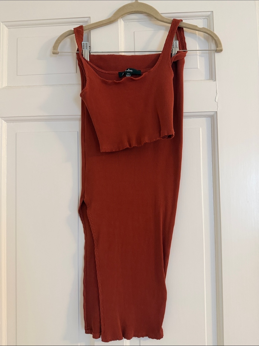 Lulu's Ribbed Tank Dress in Terracotta Red
